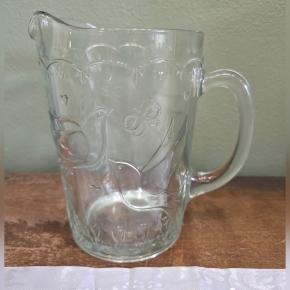 Indiana Glass Spring Garden Pattern Elegant Clear Glass Pitcher, RARE FIND! 56oz - Picture 1 of 5